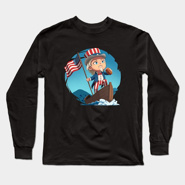 Uncle Sam Cartoon Long Sleeve T-Shirt by Rothana
